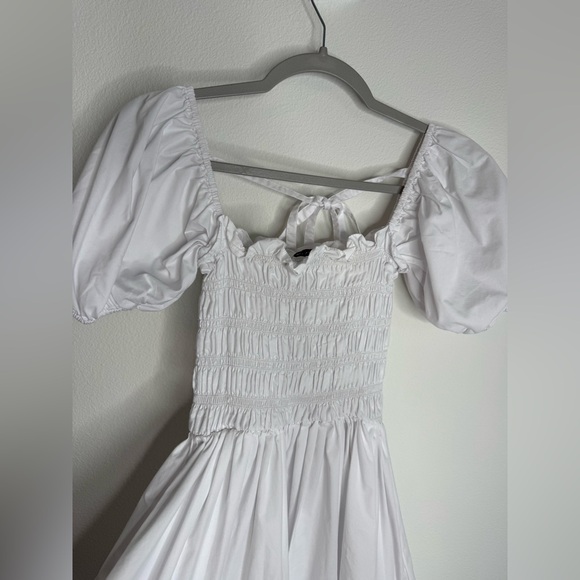 Sandy Liang Kleen White Smocked Puff
Sleeve Tie Front Mini Dress Sz 4 - Picture 16 of 16